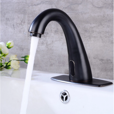 Touchless Electronic Infrared Automatic Motion Sensor Sink Faucet Mixer Bathroom Brass Black Water Tap